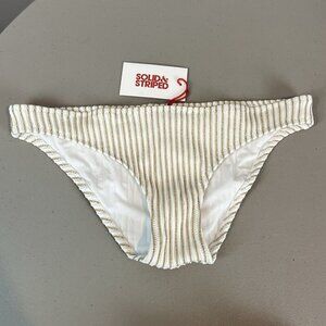 Solid & Striped The Eva Bikini Bottom White and Metallic Gold Size Small NWT